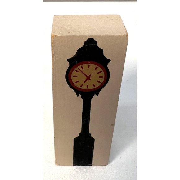 Cat's Meow Wooden Block With Painted Clock Design - Picture 3 of 4